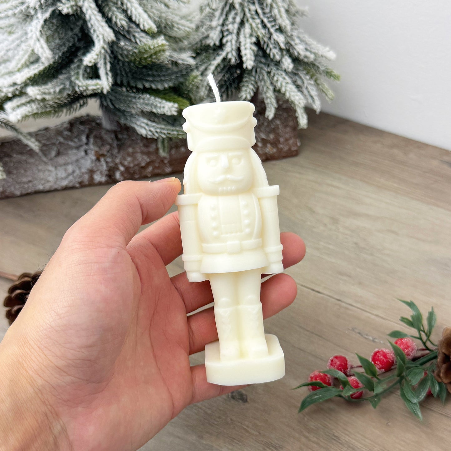 White Christmas Nutcracker Candle - White Nutcracker Christmas Decoration