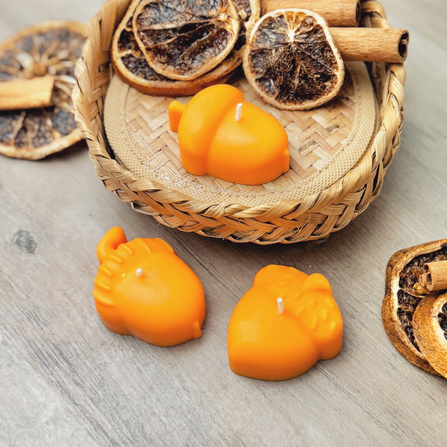 Orange Acorn Tea Light Candles - Autumn Acorn Candle - Autumn Decor