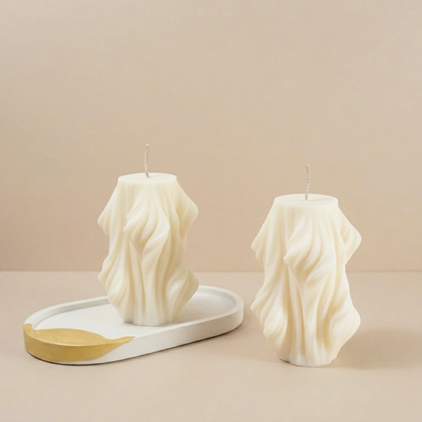 Swirly Sculptural Soy Candle - Wavy Pillar Candles - Minimalist Home Decor Gifts