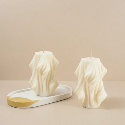 Swirly Sculptural Soy Candle - Wavy Pillar Candles - Minimalist Home Decor Gifts