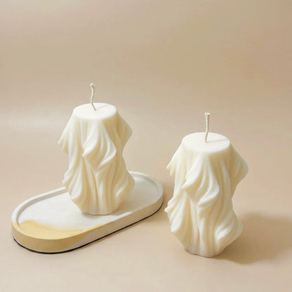 Swirly Sculptural Soy Candle - Wavy Pillar Candles - Minimalist Home Decor Gifts