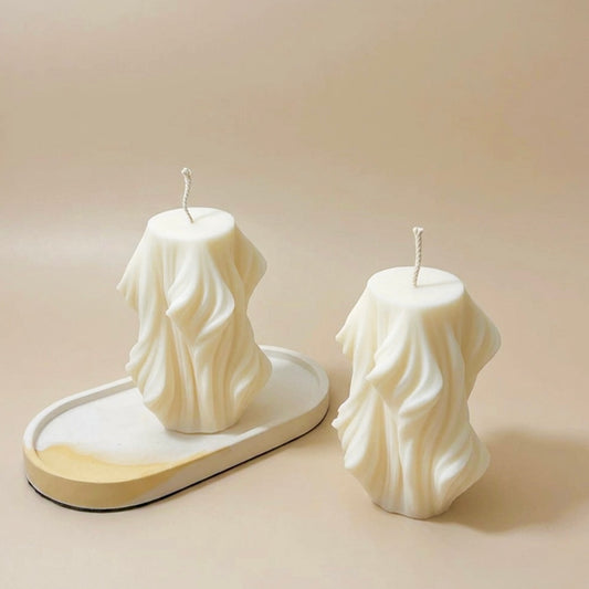 Swirly Sculptural Soy Candle - Wavy Pillar Candles - Minimalist Home Decor Gifts