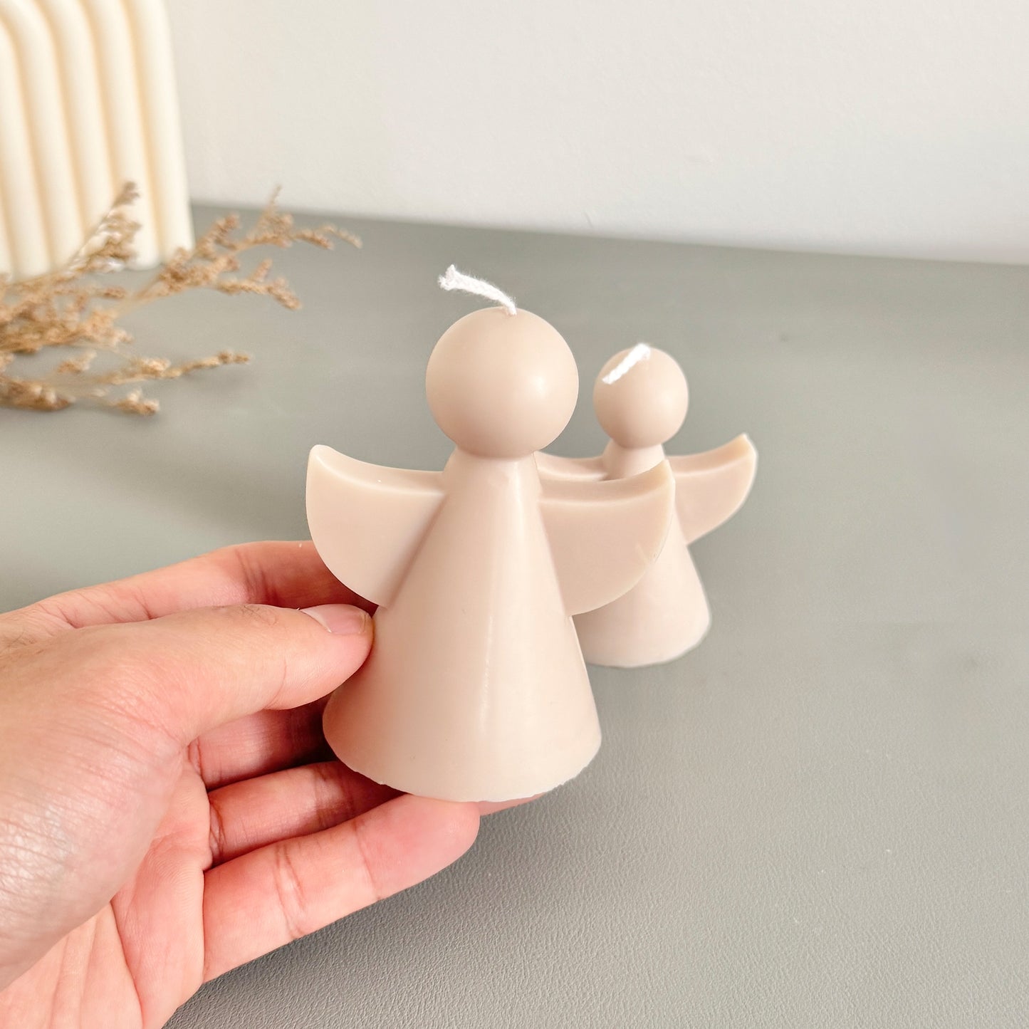 Beige Angel Shaped Candle - Angel Gifts - Remembrance Gift
