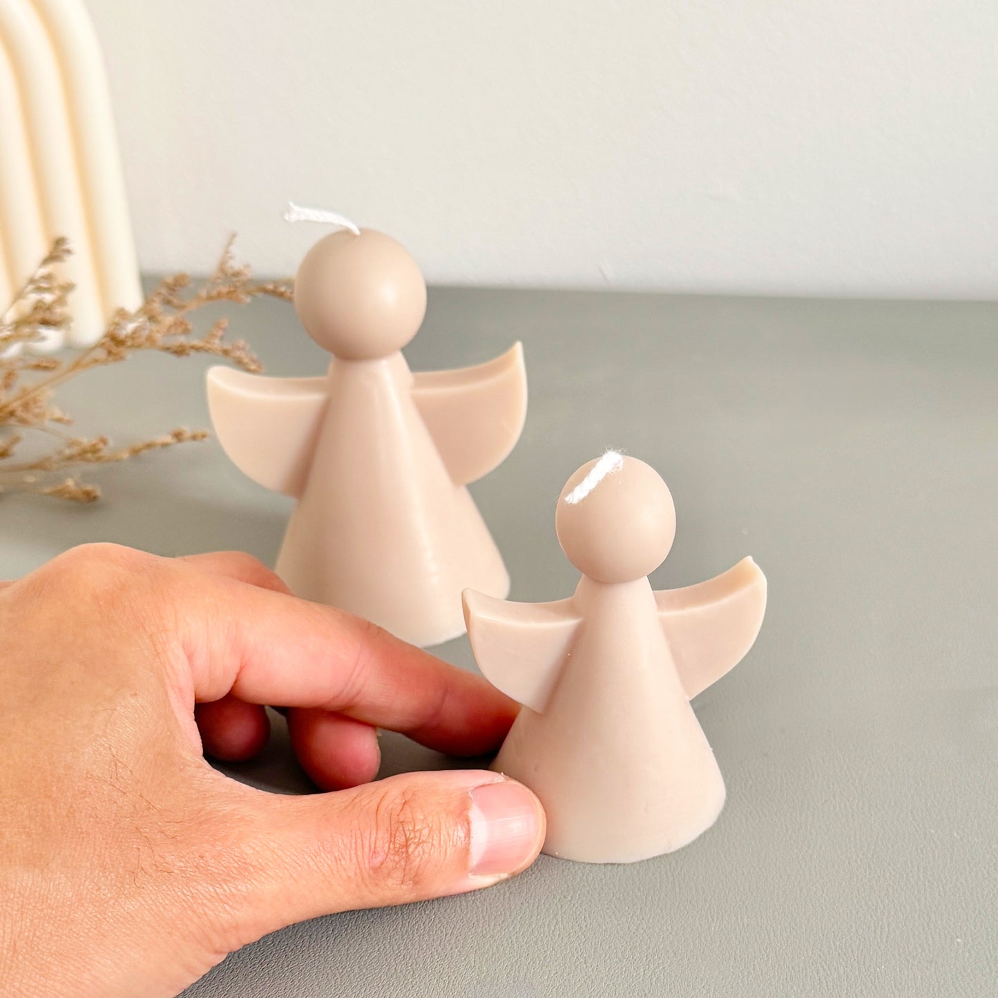 Beige Angel Shaped Candle - Angel Gifts - Remembrance Gift