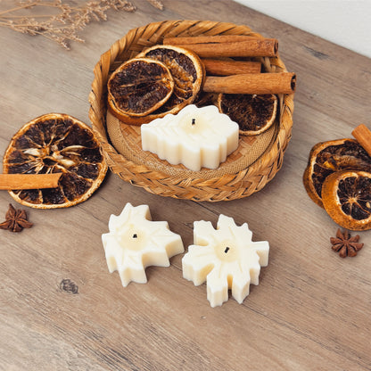 White Autumn Leaf Tea Light Candle Set of 3 - Autumn Decor - Autumn Candles