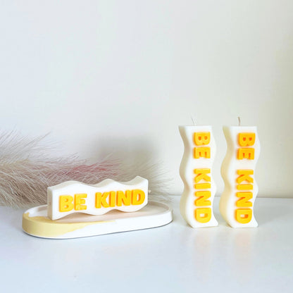 Be Kind Pillar Candles - Soy Aesthetic Candle - White Home Decor Gift