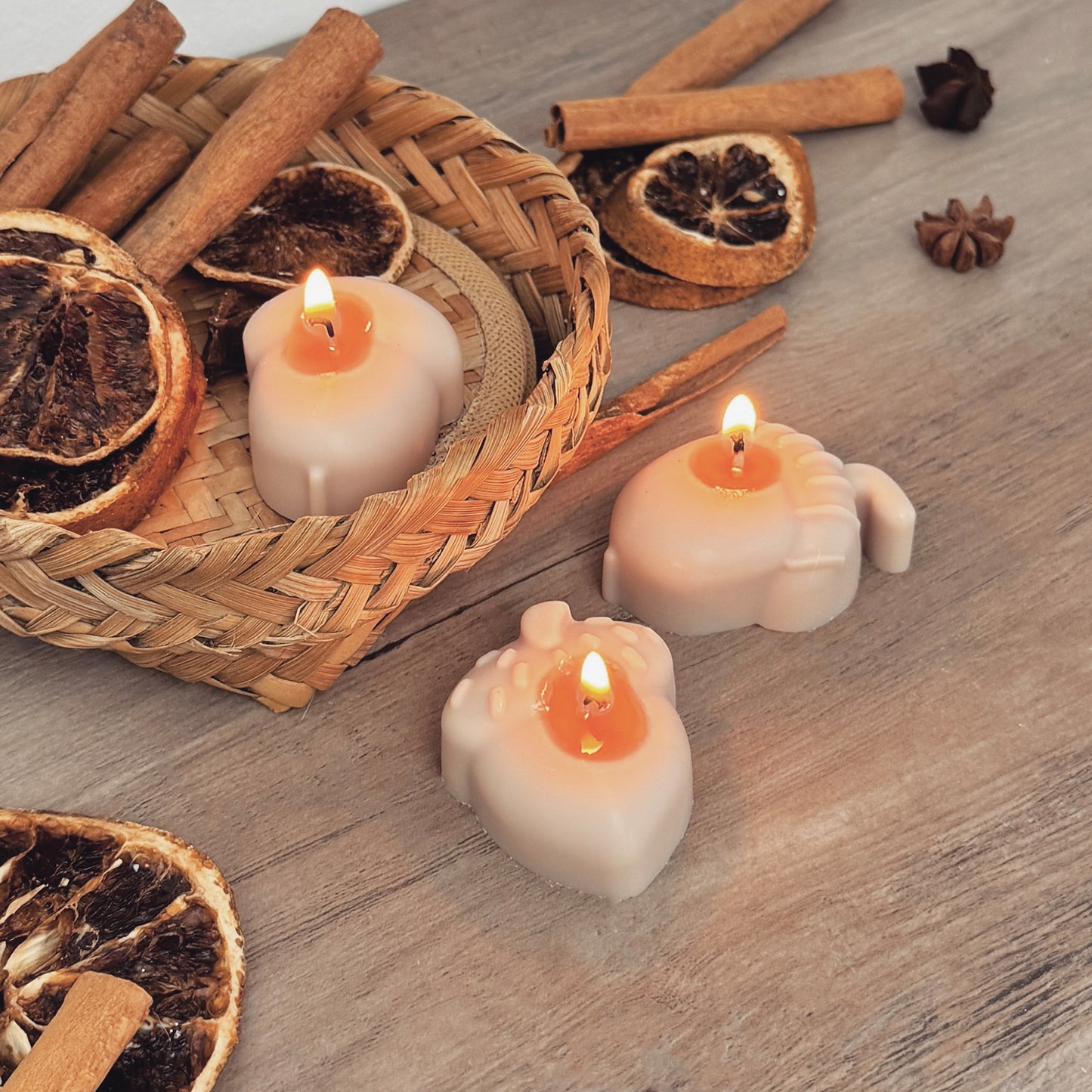 Beige Autumn Acorn Tea Light Candles Set - Autumn Candles - Autumn Decor