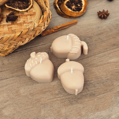 Beige Autumn Acorn Tea Light Candles Set - Autumn Candles - Autumn Decor