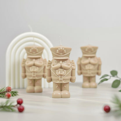 Traditional Nutcracker Christmas Candle - Beige Christmas Decor