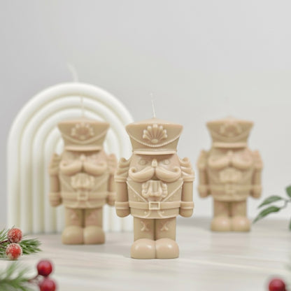 Traditional Nutcracker Christmas Candle - Beige Christmas Decor