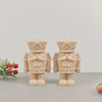 Traditional Nutcracker Christmas Candle - Beige Christmas Decor