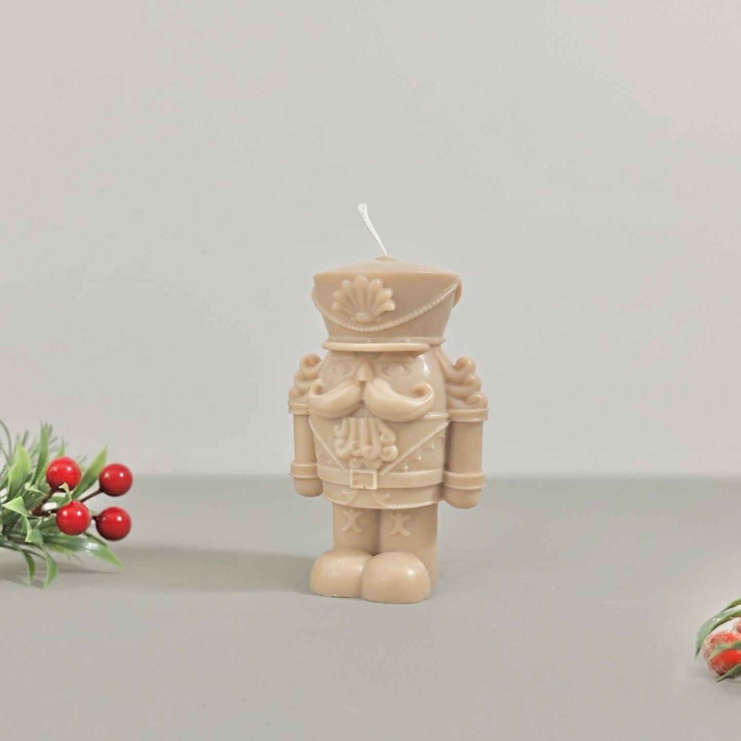 Traditional Nutcracker Christmas Candle - Beige Christmas Decor