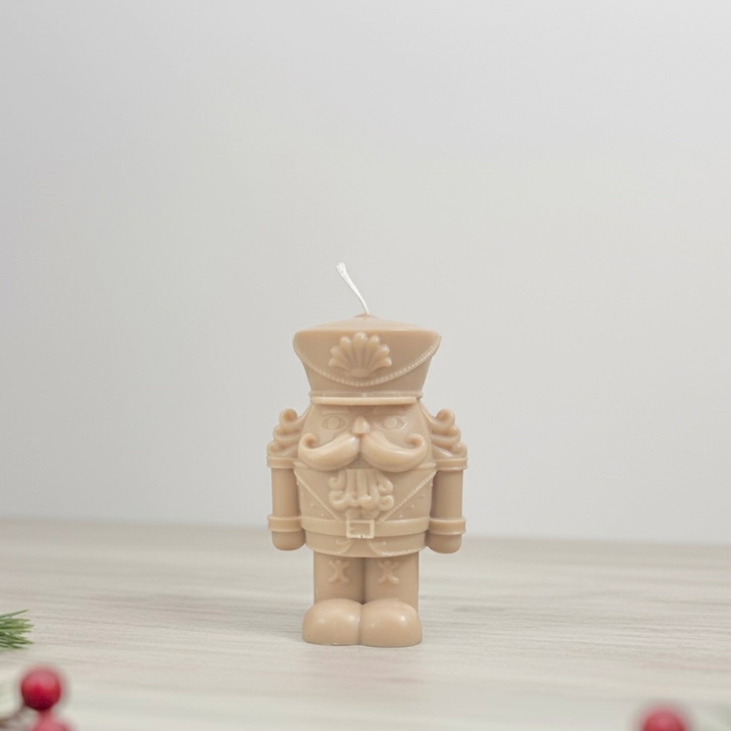 Traditional Nutcracker Christmas Candle - Beige Christmas Decor