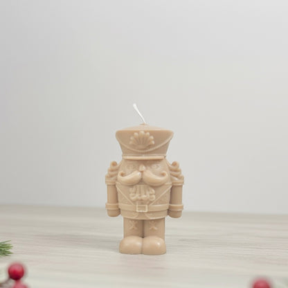 Traditional Nutcracker Christmas Candle - Beige Christmas Decor