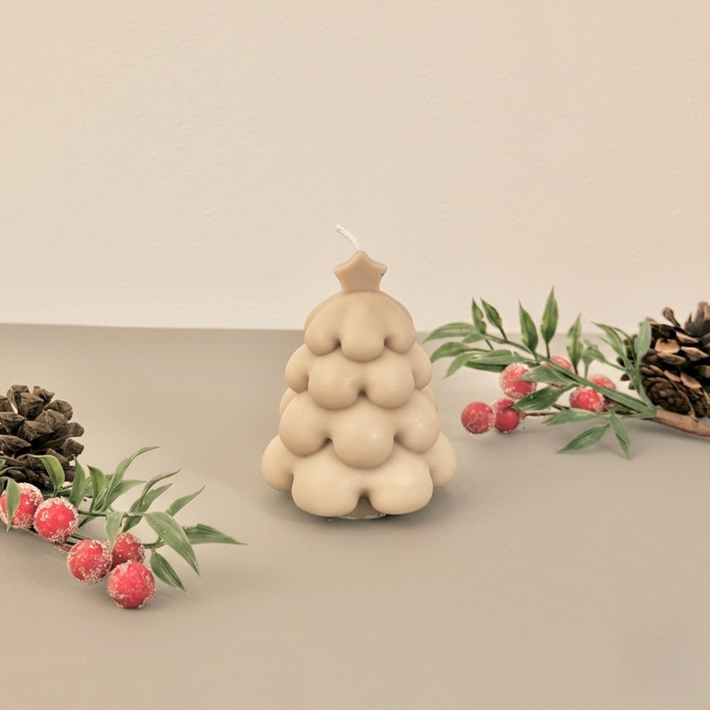 Beige Christmas Tree Candle and Christmas Decoration - Christmas Candles