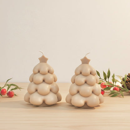 Beige Christmas Tree Candle and Christmas Decoration - Christmas Candles