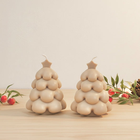 Beige Christmas Tree Candle and Christmas Decoration - Christmas Candles