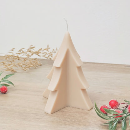 Beige Christmas Tree Candle - Neutral Christmas Decor