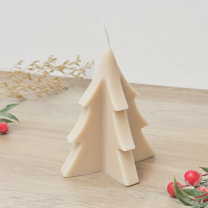Beige Christmas Tree Candle - Neutral Christmas Decor