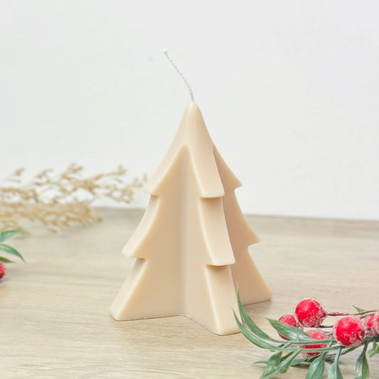 Beige Christmas Tree Candle - Neutral Christmas Decor