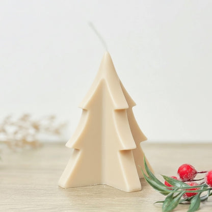Beige Christmas Tree Candle - Neutral Christmas Decor