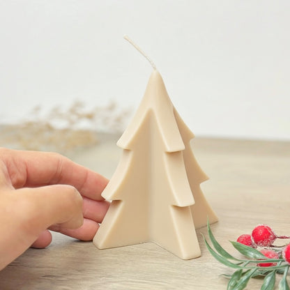 Beige Christmas Tree Candle - Neutral Christmas Decor