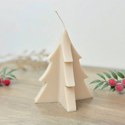 Beige Christmas Tree Candle - Neutral Christmas Decor