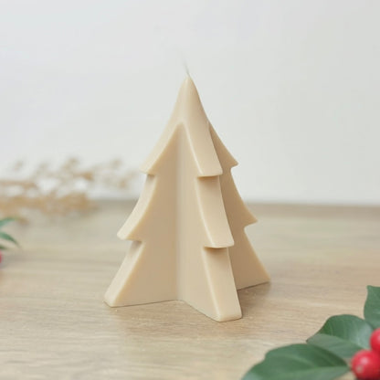Beige Christmas Tree Candle - Neutral Christmas Decor