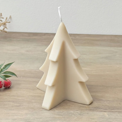 Beige Christmas Tree Candle - Neutral Christmas Decor