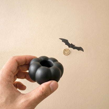 Black Pumpkin Taper Candle Holder - Black Halloween Decor