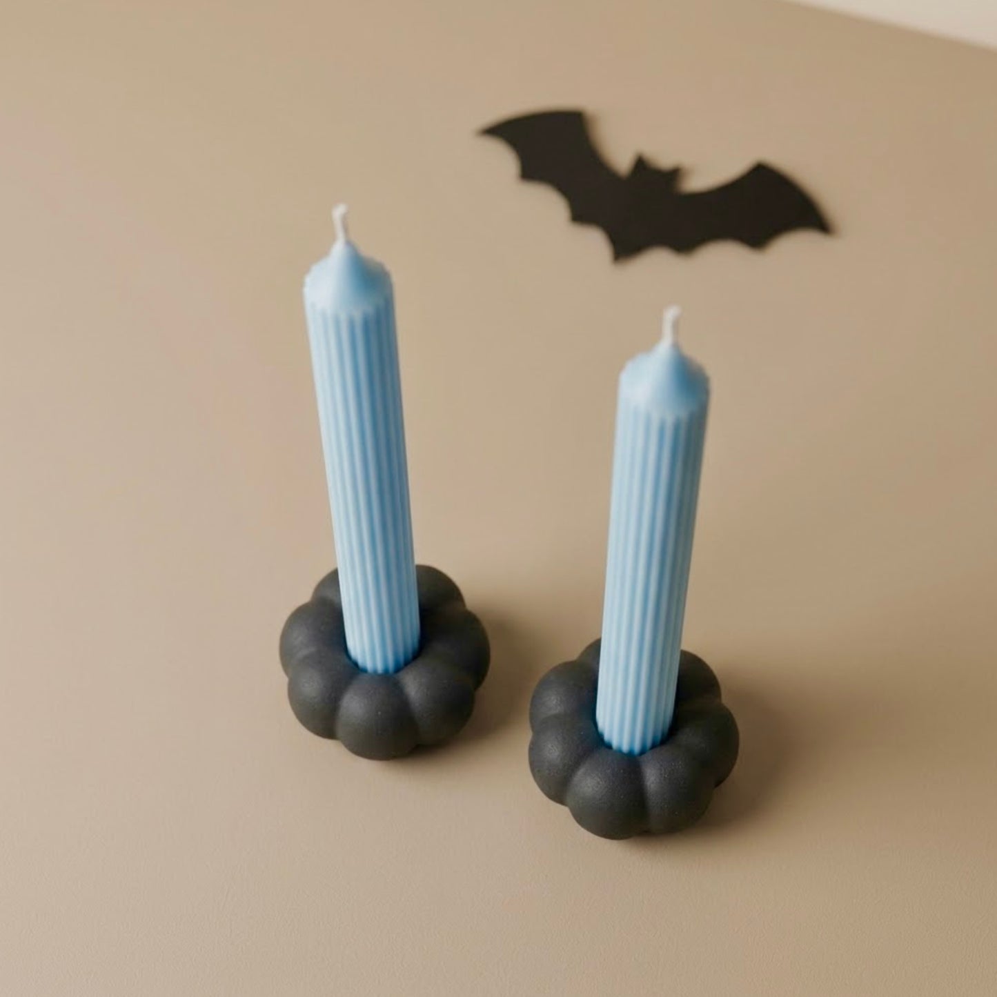 Black Pumpkin Taper Candle Holder - Black Halloween Decor
