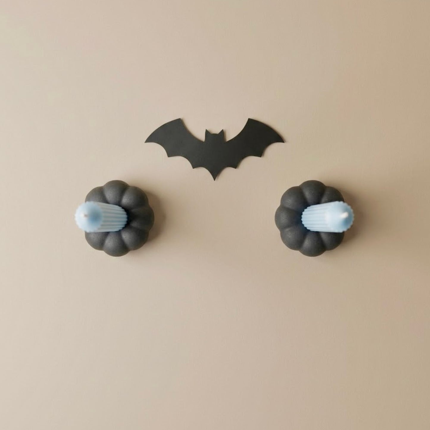 Black Pumpkin Taper Candle Holder - Black Halloween Decor