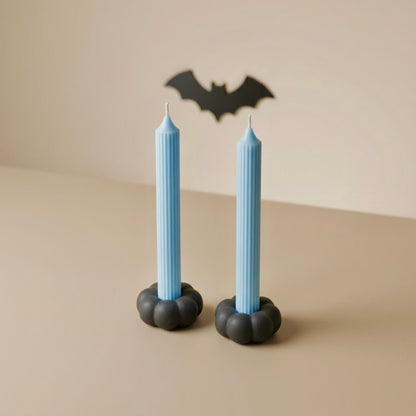 Black Pumpkin Taper Candle Holder - Black Halloween Decor