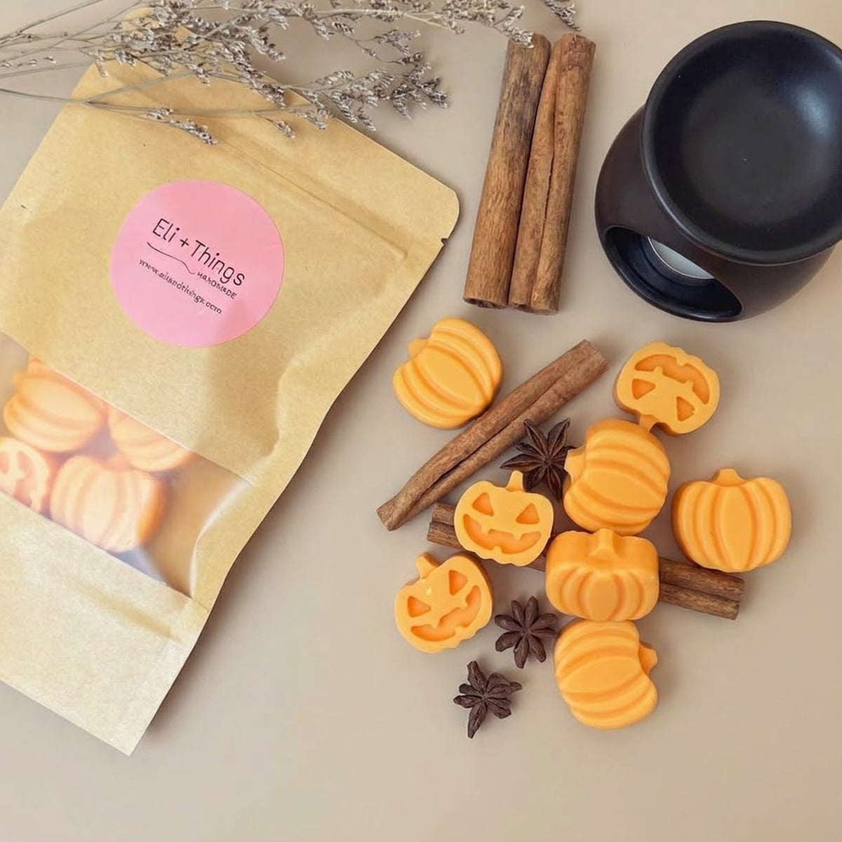 Bonfire Scented Halloween Pumpkin Wax Melts Set of 6
