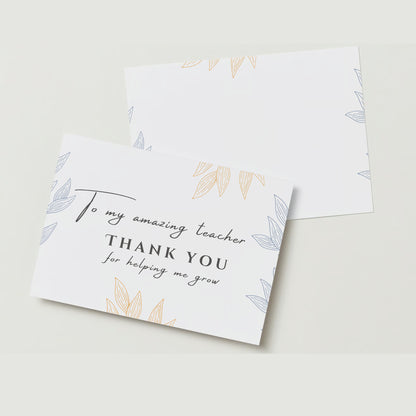 Thank You Card for Teachers - Blank Greetings Card for Teacher Gift