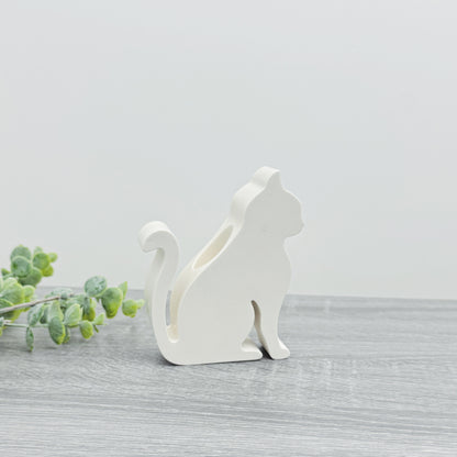 Cat Candle Holder - White Cat Gift - White Candlestick Holder