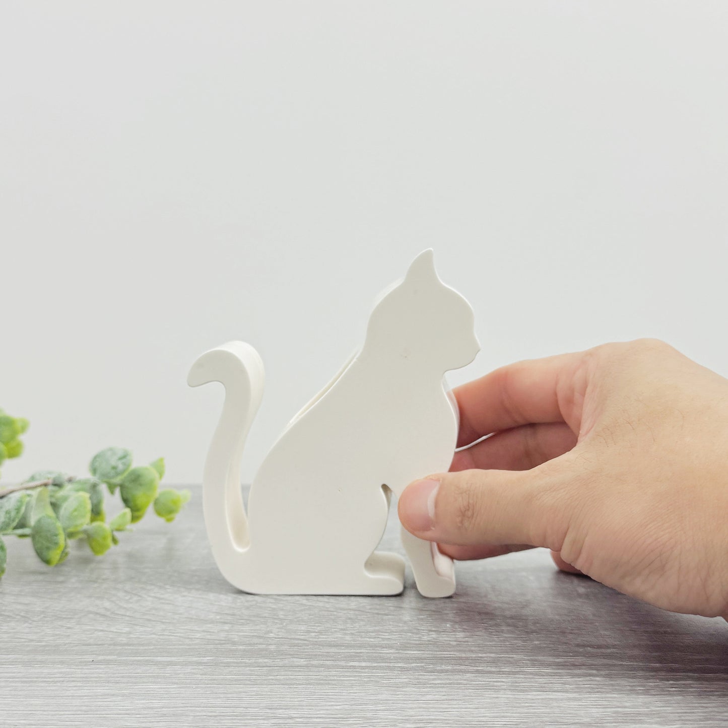 Cat Candle Holder - White Cat Gift - White Candlestick Holder