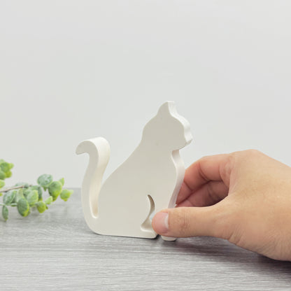 Cat Candle Holder - White Cat Gift - White Candlestick Holder