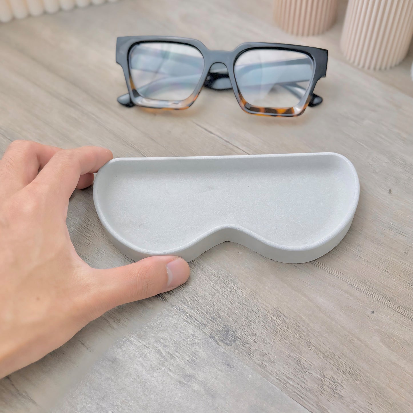 Concrete Grey Glasses Tray - Concrete Glasses Holder - Grey Glasses Case