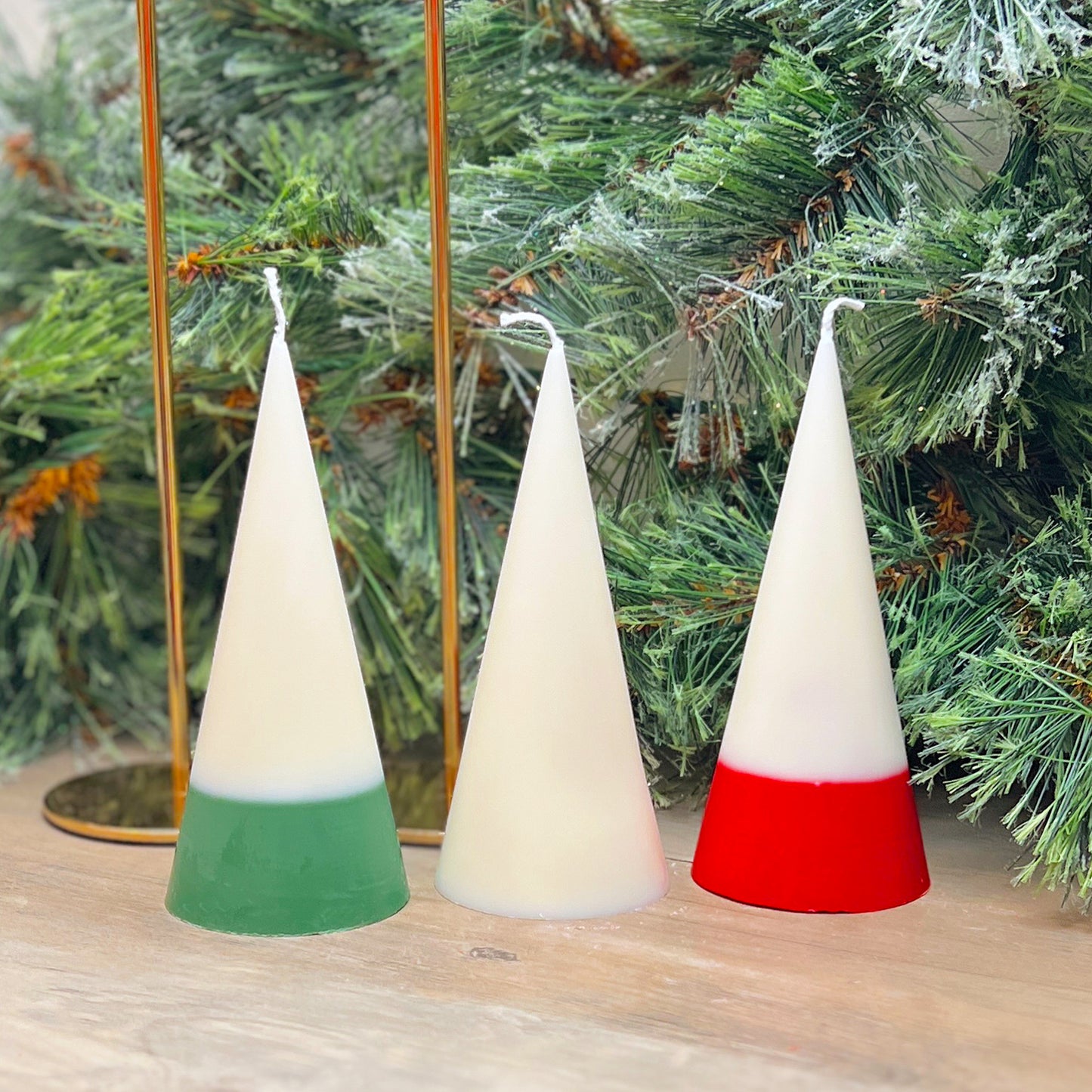 White Christmas Pillar Candle - Two Tone Christmas Dinner Table Candles