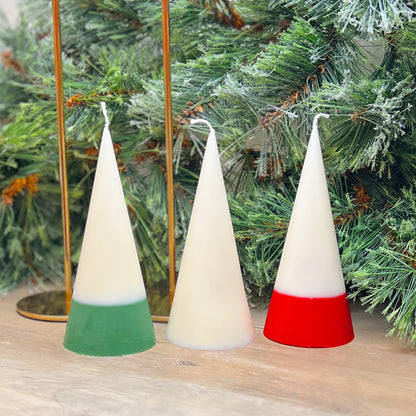 White Christmas Pillar Candle - Two Tone Christmas Dinner Table Candles