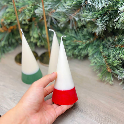 White Christmas Pillar Candle - Two Tone Christmas Dinner Table Candles