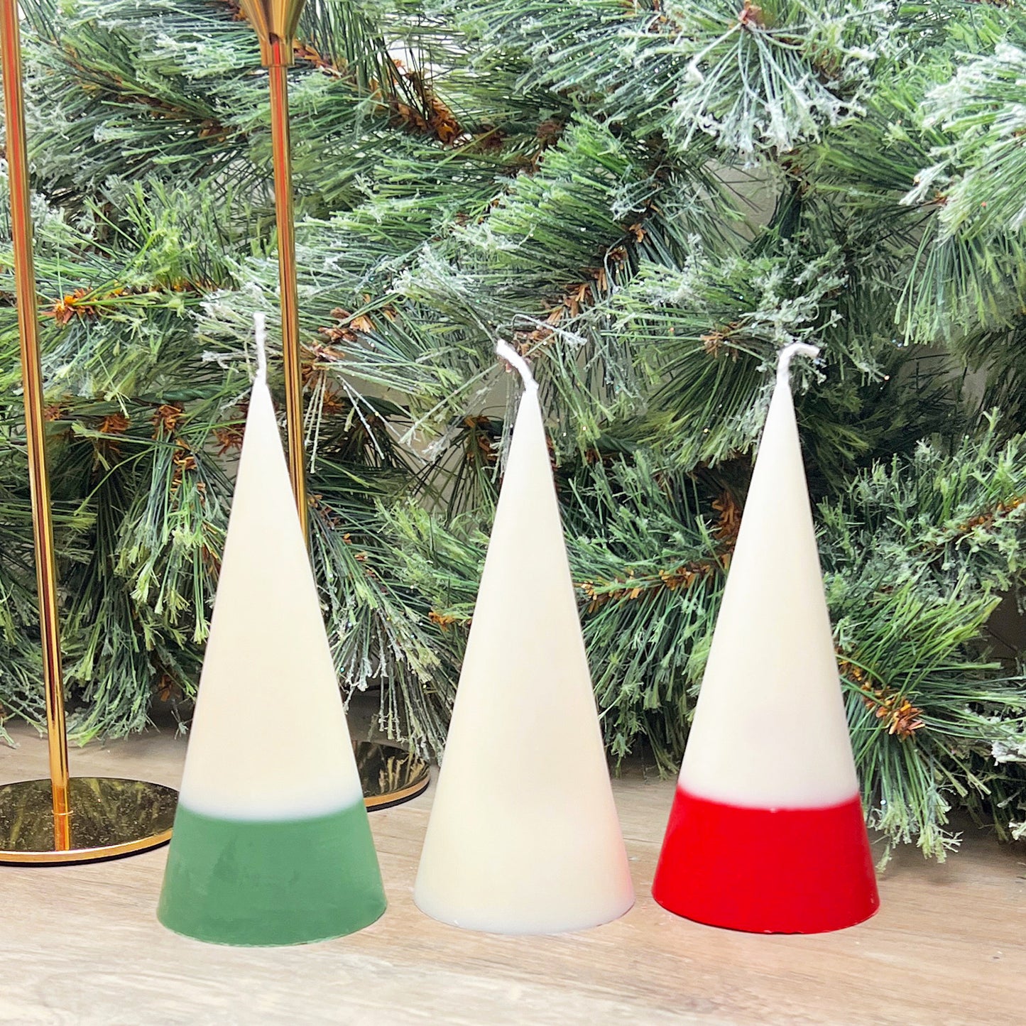 White Christmas Pillar Candle - Two Tone Christmas Dinner Table Candles