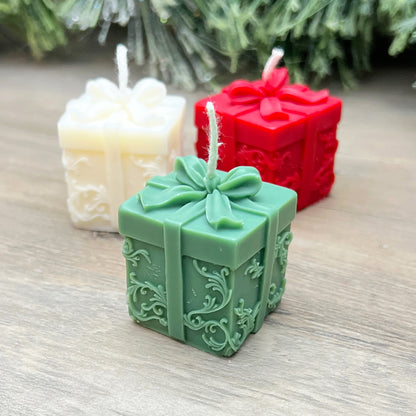 Wrapped Christmas Gift Candle - Christmas Present Decorative Candles