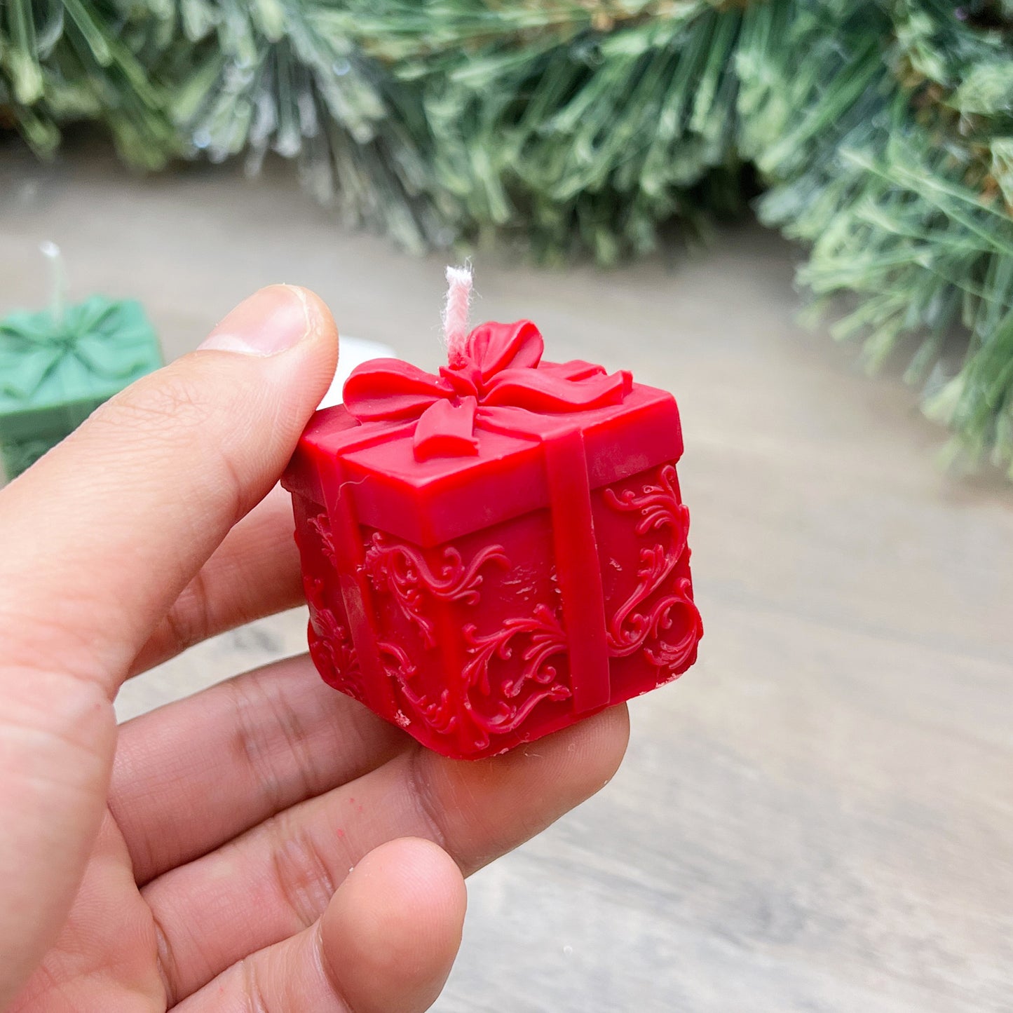 Wrapped Christmas Gift Candle - Christmas Present Decorative Candles