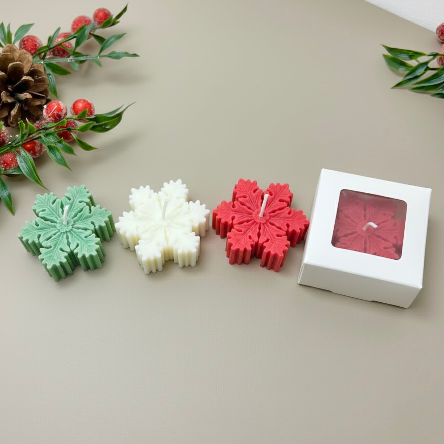 Christmas Snowflake Tealight Candles - Festive Home Decor