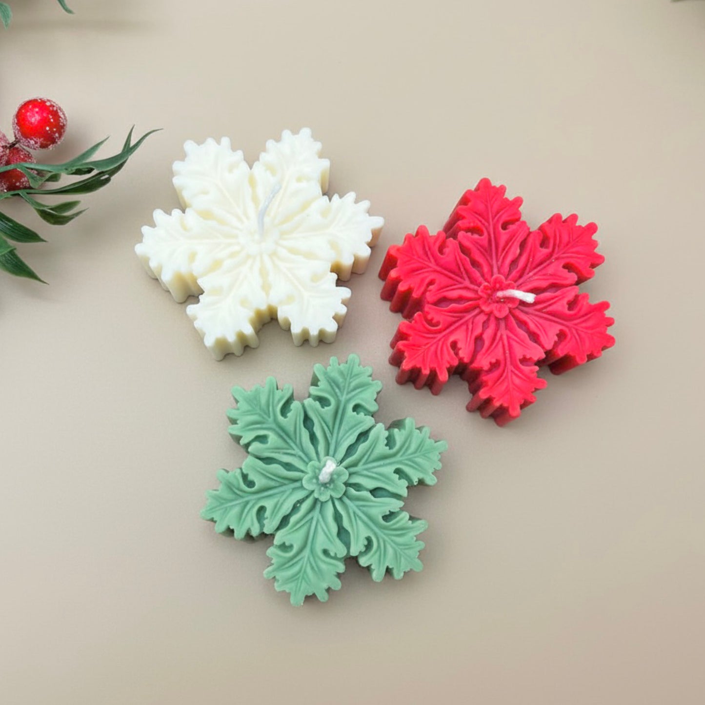Christmas Snowflake Tealight Candles - Festive Home Decor