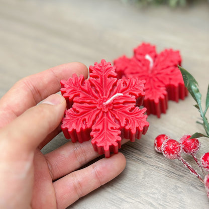 Red Christmas Snowflake Candle - Festive Snow Flake Candles - Christmas Decorations