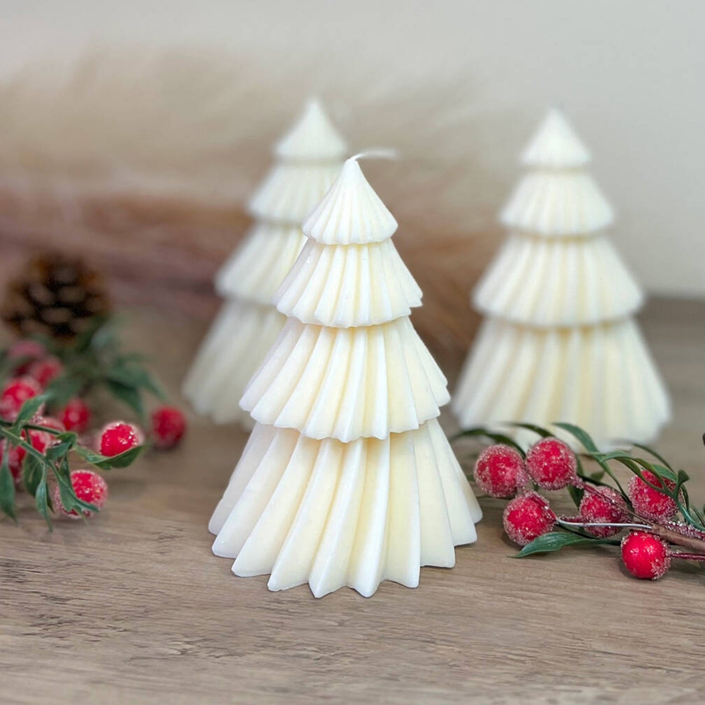 Christmas Tree Candles - Festive Candle - Xmas Tree Candles - Red Christmas Decor - White Christmas Gift