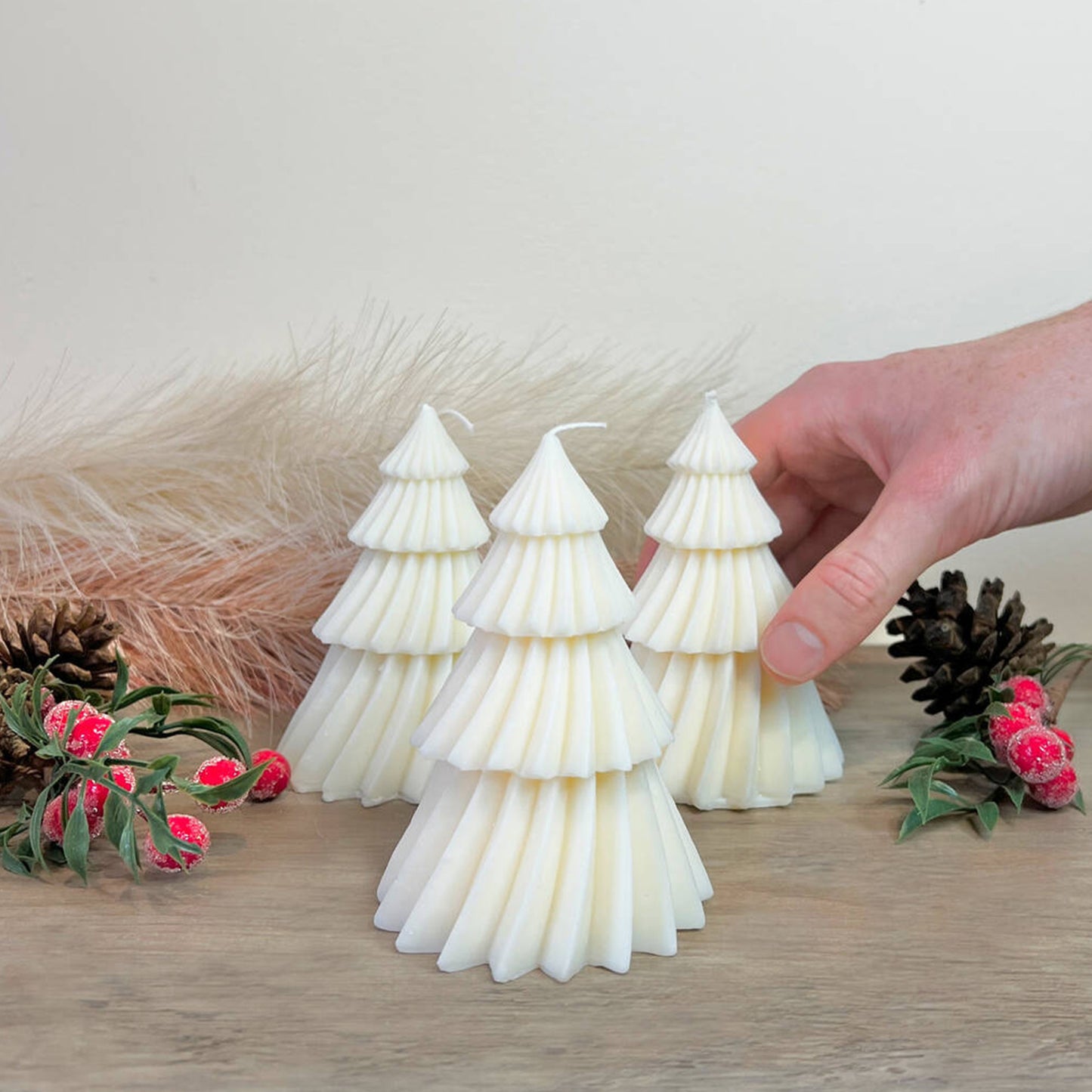 Christmas Tree Candles - Festive Candle - Xmas Tree Candles - Red Christmas Decor - White Christmas Gift